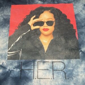 H.E.R Tie Dye Graphic TShirt Blue Size Large